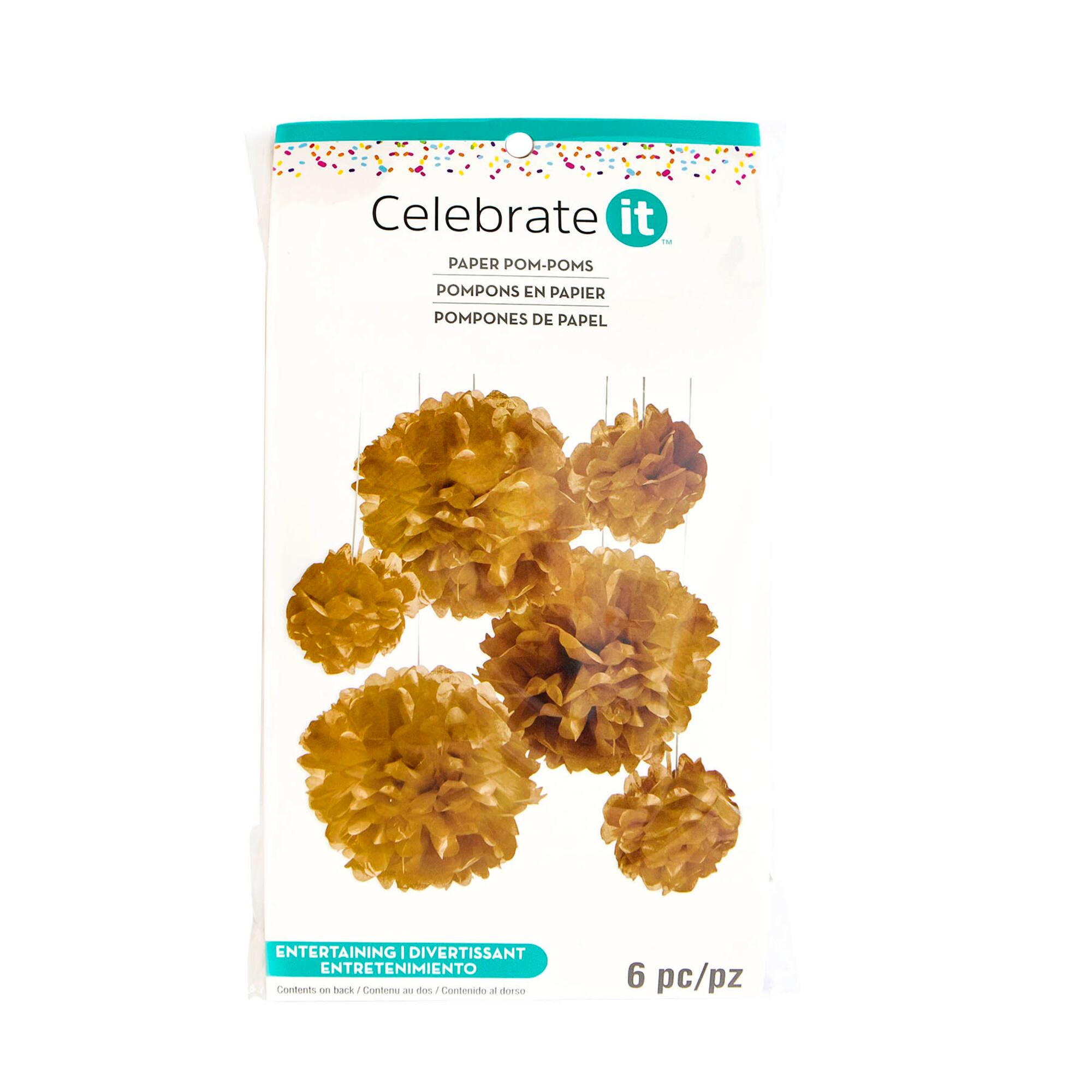 Gold Paper Pom Poms By Celebrate It™
